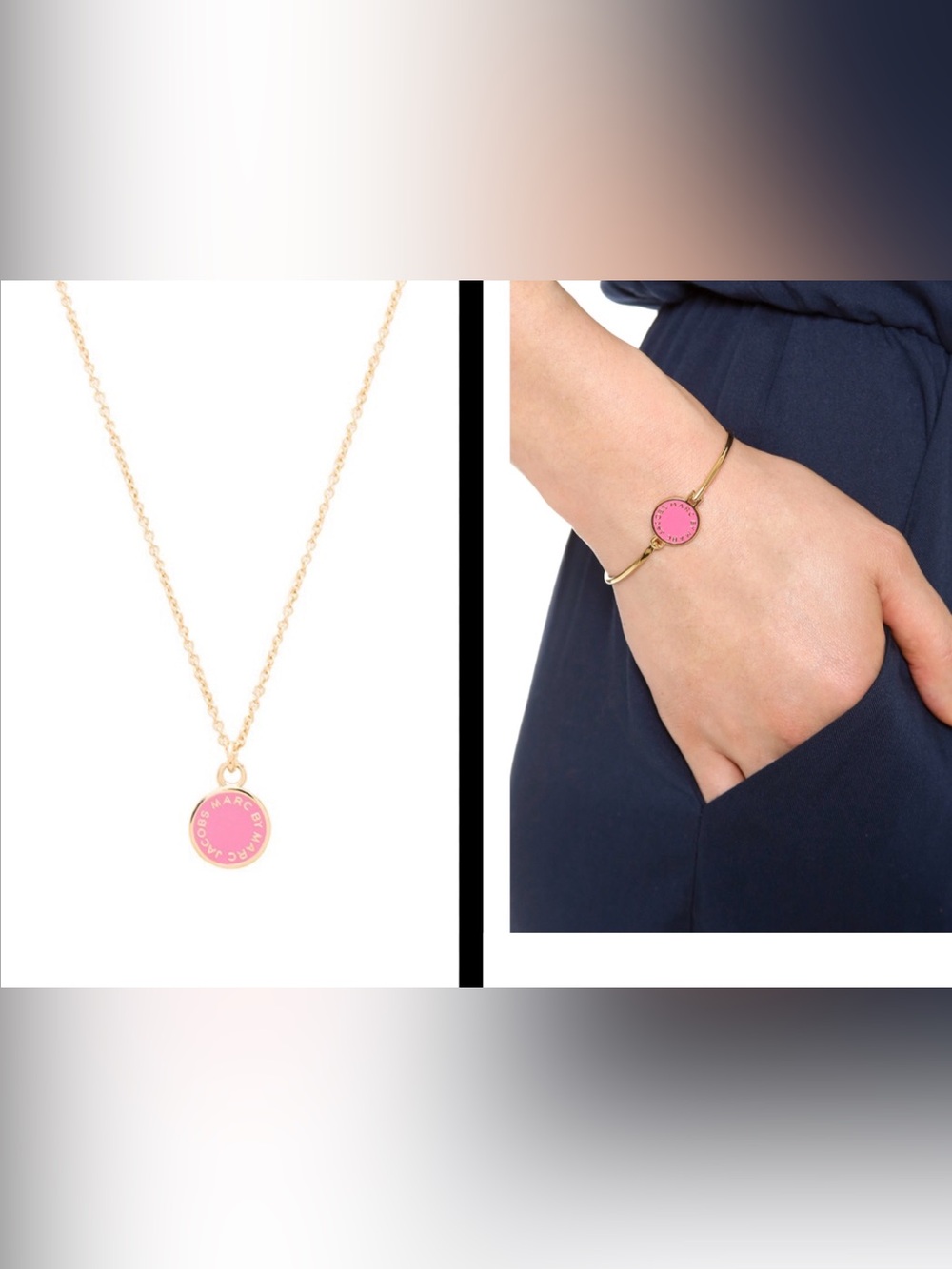 Bundle New Marc by Marc Jacobs necklace and bracelet/ bangle in Knock Out Pink
